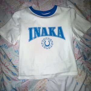 Inaka Power White and Blue Short Sleeve Tee